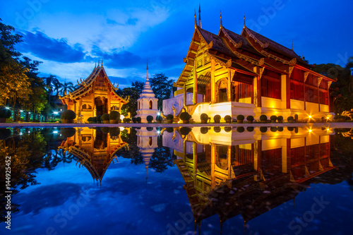 Phrasing Temple in Chiang Mai Province. it's one of the most famous and oldest temples in Chiang Mai Province Northern Thailand. After sunset.