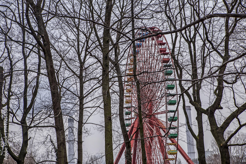 Wheel at abandoned amusement park, Spreepark, Berlin, Germany