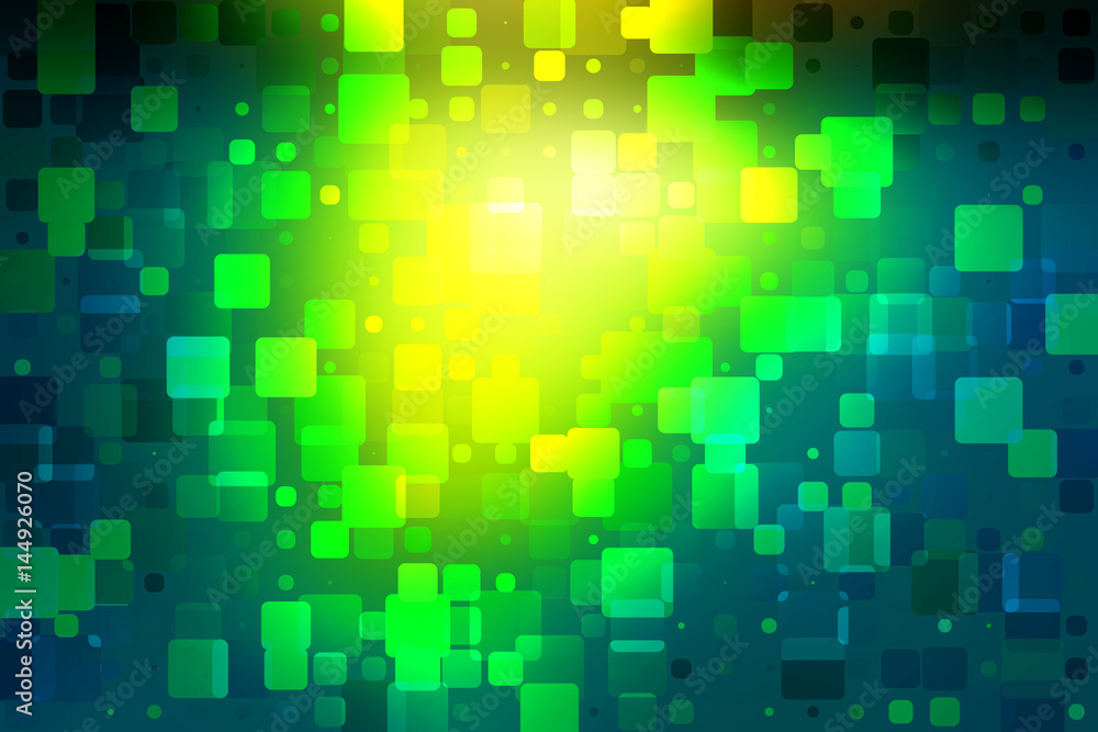 Bright yellow green glowing various tiles background
