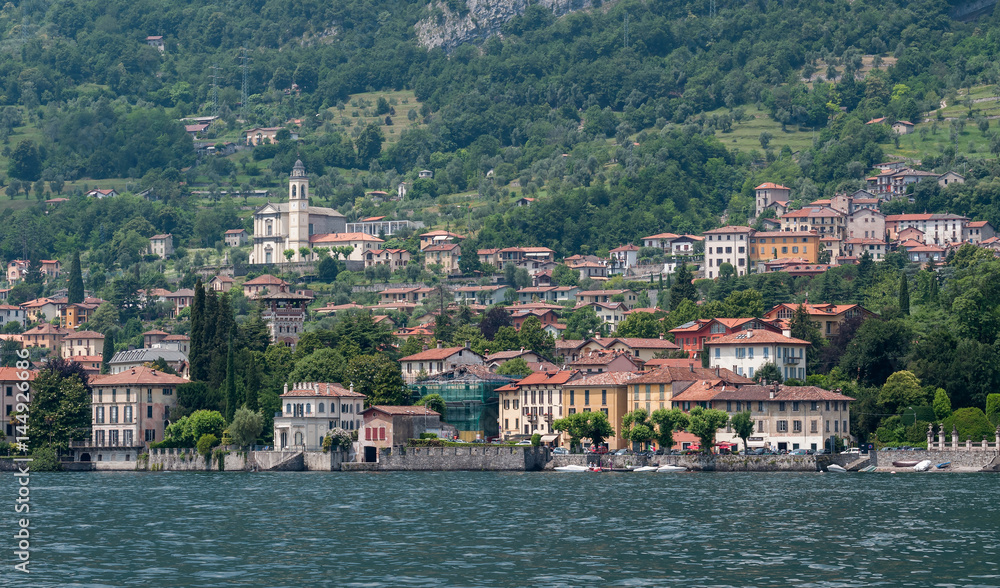 Lake Como and the town around the middle of the lake.