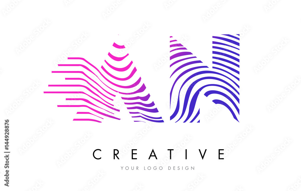 Obraz premium AN A N Zebra Lines Letter Logo Design with Magenta Colors