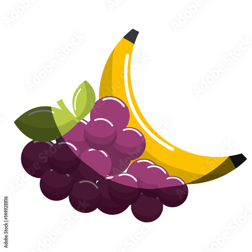 grape and babana fruit icon photo