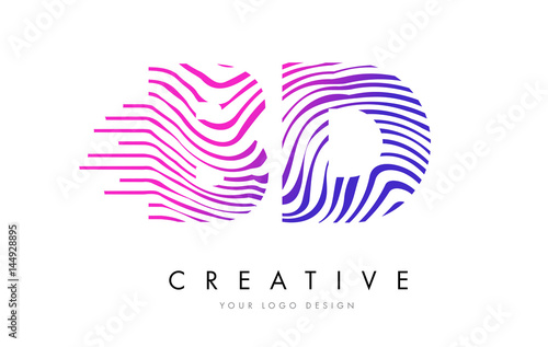 Wallpaper Mural BD B D Zebra Lines Letter Logo Design with Magenta Colors Torontodigital.ca