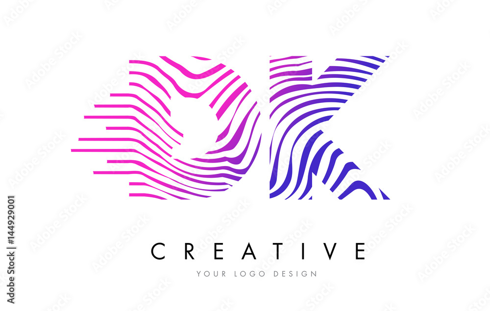Fototapeta premium DK D K Zebra Lines Letter Logo Design with Magenta Colors