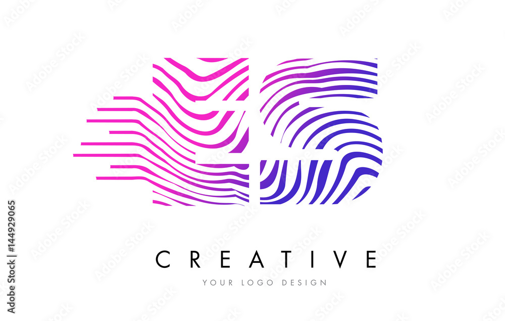 ES E S Zebra Lines Letter Logo Design with Magenta Colors