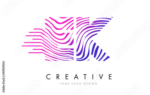 Wallpaper Mural EK E K Zebra Lines Letter Logo Design with Magenta Colors Torontodigital.ca