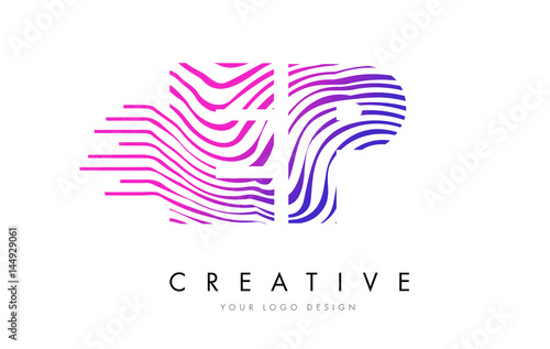 Wallpaper Mural EP E P Zebra Lines Letter Logo Design with Magenta Colors Torontodigital.ca