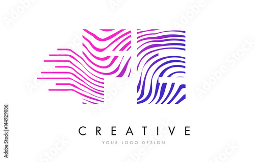 Wallpaper Mural FE F E Zebra Lines Letter Logo Design with Magenta Colors Torontodigital.ca