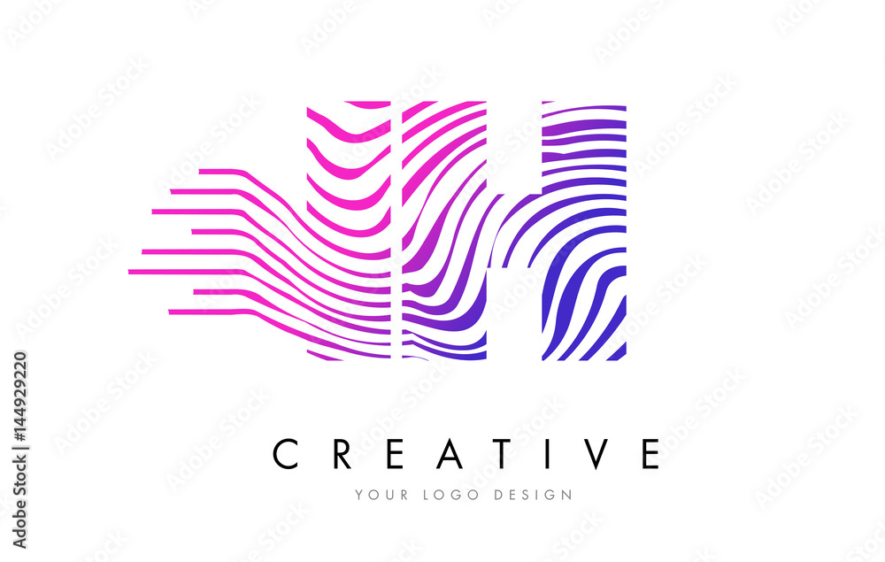 IH I H Zebra Lines Letter Logo Design with Magenta Colors IH I H Zebra Lines Letter Logo Design with Magenta Colors