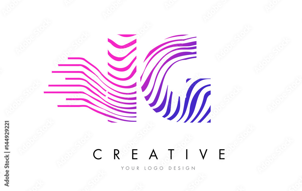 IG I Q Zebra Lines Letter Logo Design with Magenta Colors