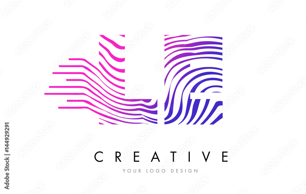LE L E Zebra Lines Letter Logo Design with Magenta Colors LE L E Zebra Lines Letter Logo Design with Magenta Colors