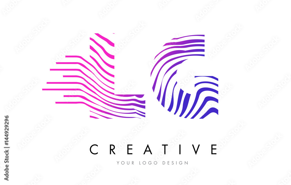 LG L G Zebra Lines Letter Logo Design with Magenta Colors LG L G Zebra Lines Letter Logo Design with Magenta Colors
