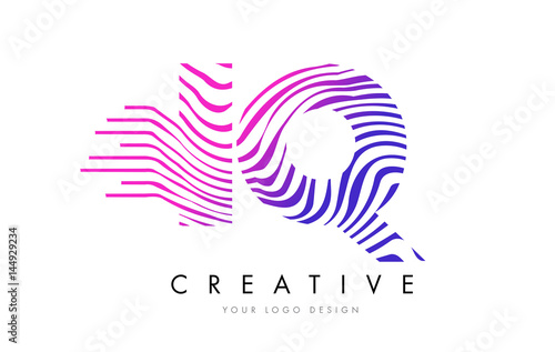 Wallpaper Mural IQ I Q Zebra Lines Letter Logo Design with Magenta Colors Torontodigital.ca