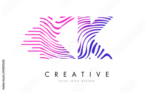 Wallpaper Mural KK K K Zebra Lines Letter Logo Design with Magenta Colors Torontodigital.ca