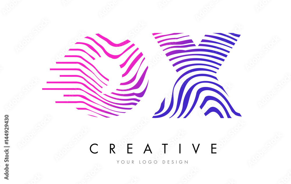Fototapeta premium OX O X Zebra Lines Letter Logo Design with Magenta Colors