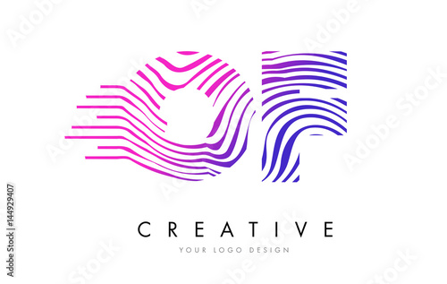 Wallpaper Mural OF O F Zebra Lines Letter Logo Design with Magenta Colors Torontodigital.ca
