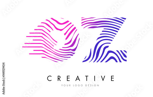 Wallpaper Mural OZ O Z Zebra Lines Letter Logo Design with Magenta Colors Torontodigital.ca