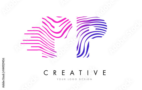 Wallpaper Mural PP P Zebra Lines Letter Logo Design with Magenta Colors Torontodigital.ca