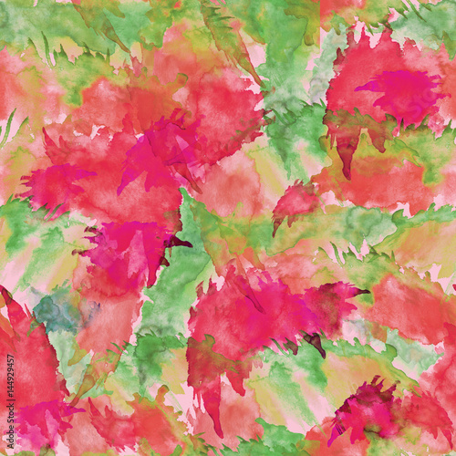 Seamless watercolor vintage pattern, background. abstract natural vision paints, ink, watercolor. Red, orange, green. For decoration and design. Splash, bright streaks of paint. 