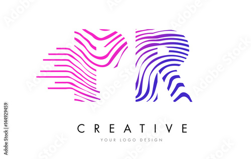 Wallpaper Mural PR P R Zebra Lines Letter Logo Design with Magenta Colors Torontodigital.ca