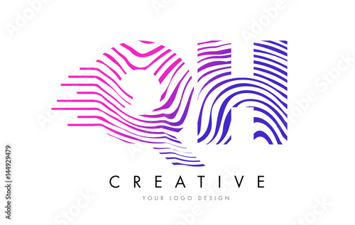 Wallpaper Mural QH G H Zebra Lines Letter Logo Design with Magenta Colors Torontodigital.ca