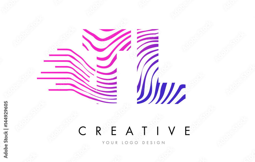 TL T L Zebra Lines Letter Logo Design with Magenta Colors TL T L Zebra Lines Letter Logo Design with Magenta Colors