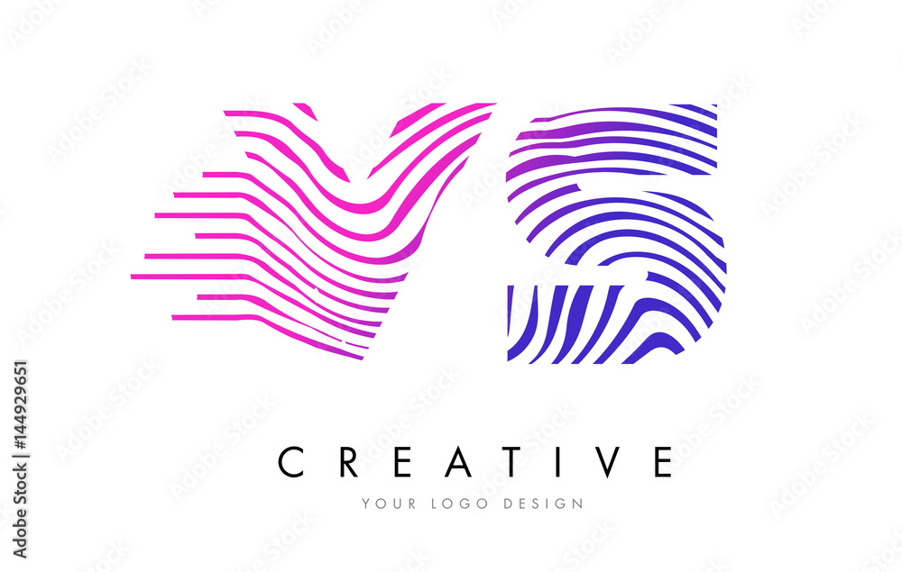 custom made wallpaper toronto digitalVS V S Zebra Lines Letter Logo Design with Magenta Colors