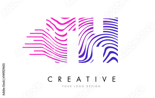 Wallpaper Mural TH T H Zebra Lines Letter Logo Design with Magenta Colors Torontodigital.ca