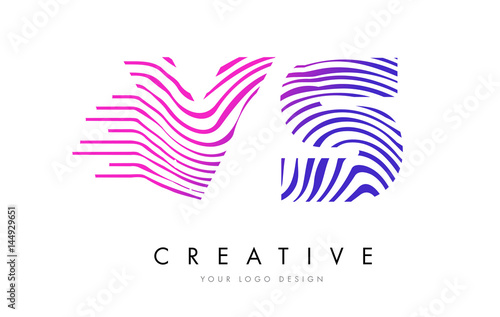 Wallpaper Mural VS V S Zebra Lines Letter Logo Design with Magenta Colors Torontodigital.ca