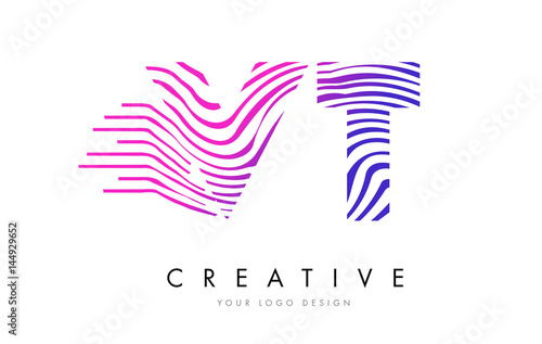 Wallpaper Mural VT V T Zebra Lines Letter Logo Design with Magenta Colors Torontodigital.ca