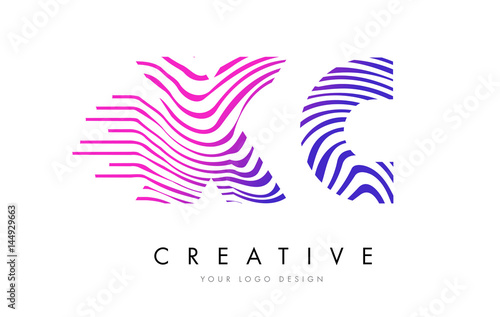 Wallpaper Mural XC X C Zebra Lines Letter Logo Design with Magenta Colors Torontodigital.ca