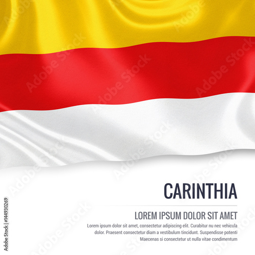 Free Download Flag of Austrian state Carinthia waving on an isolated white background. State name and the text area for your message. - GFXLoad