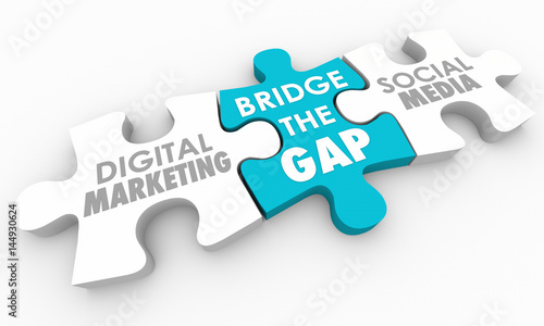 Bridge the Gap Digital Marketing Social Media Puzzle 3d Illustration
