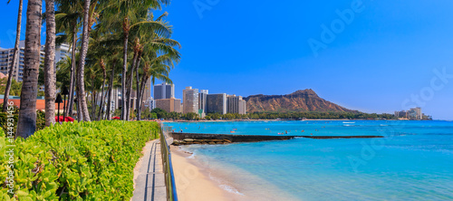 Panoramic view onto Diamond Head in Waikiki Hawaii photo