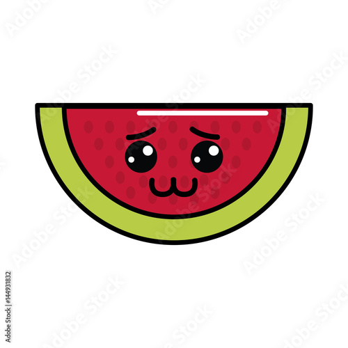 kawaii nice shy watermelon icon