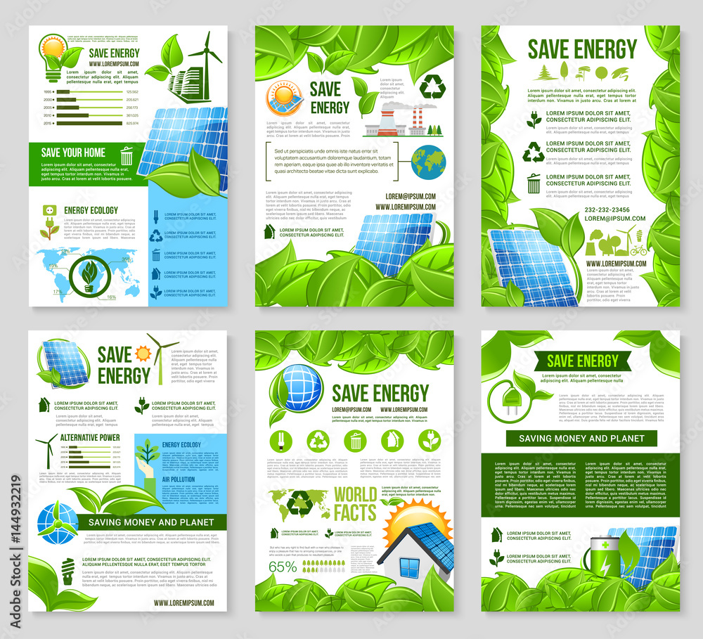 Save energy poster template for ecology design