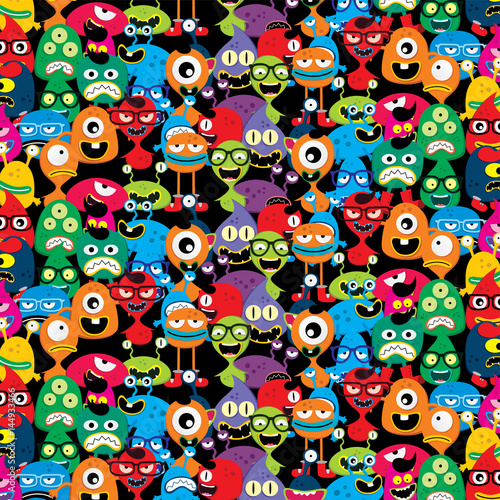 cute adorable ugly scarry funny mascot monster set