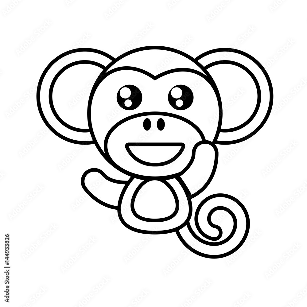Obraz premium monkey animal toy outline vector illustration eps 10