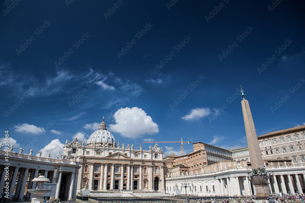Famous Saint Peter's Square in Vatican, aerial view of the city Rome, Italy.