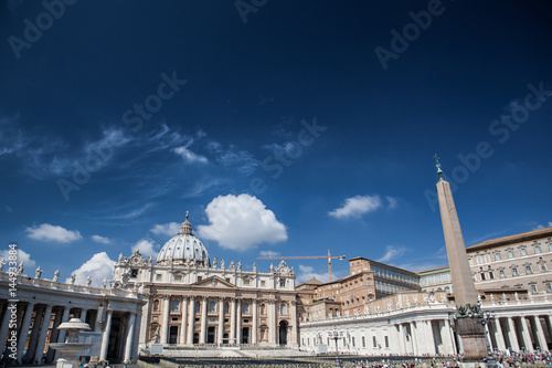 Famous Saint Peter's Square in Vatican, aerial view of the city Rome, Italy. © semisatch