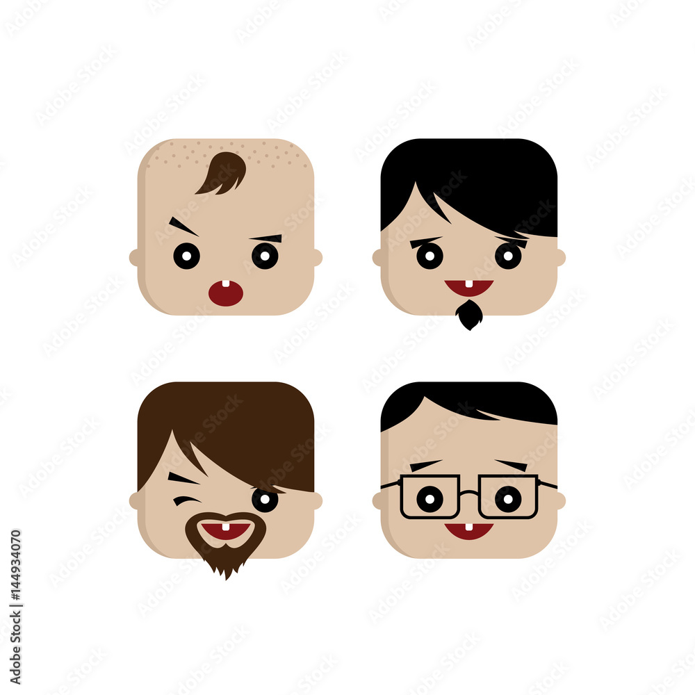 square shape funny expression cartoon head square shape funny expression cartoon head
