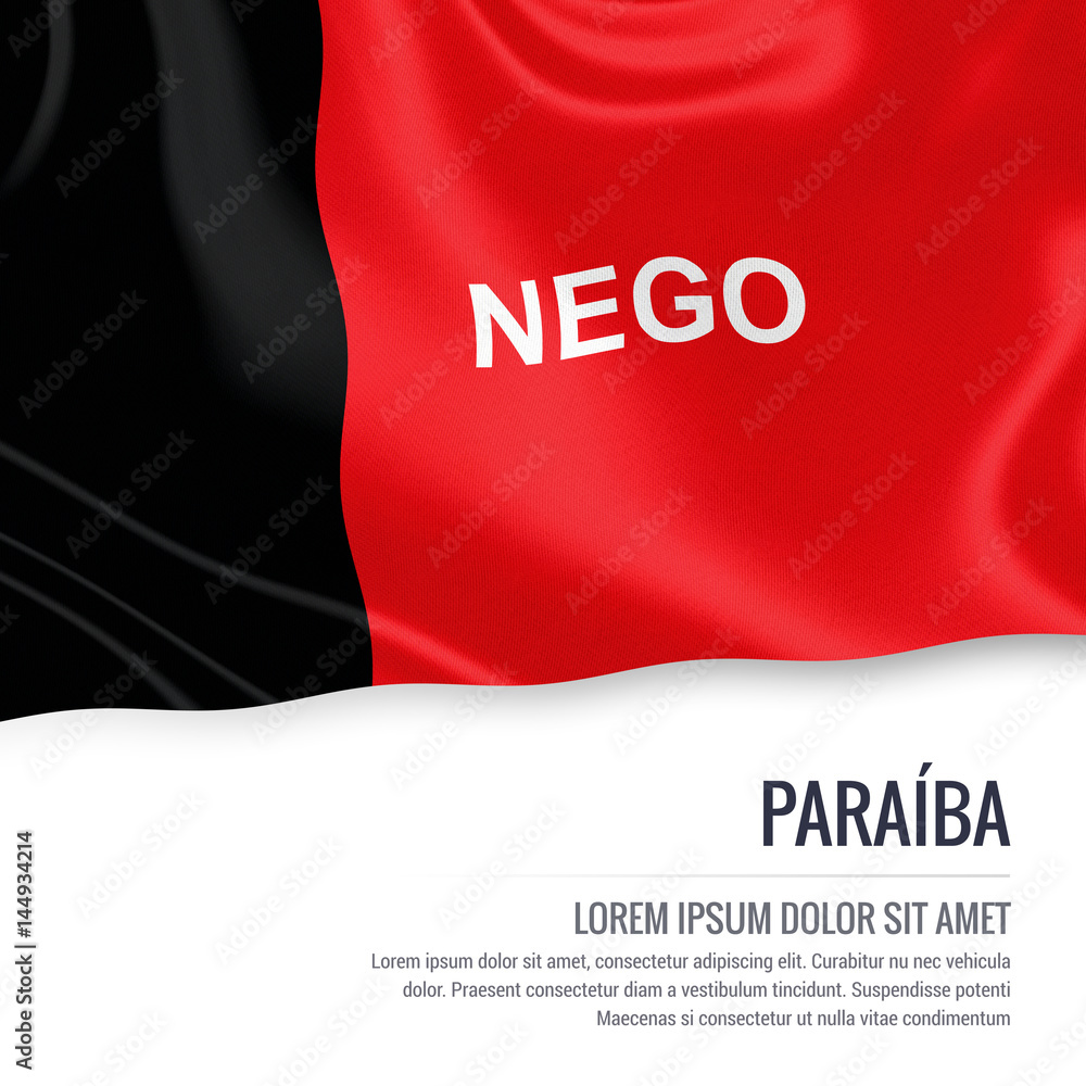 Flag of Brazilian state Paraiba waving on an isolated white background. State name and the text area for your message. Flag of Brazilian state Paraiba waving on an isolated white background. State name and the text area for your message.
