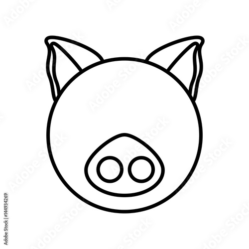 outline pig head animal vector illustration eps 10