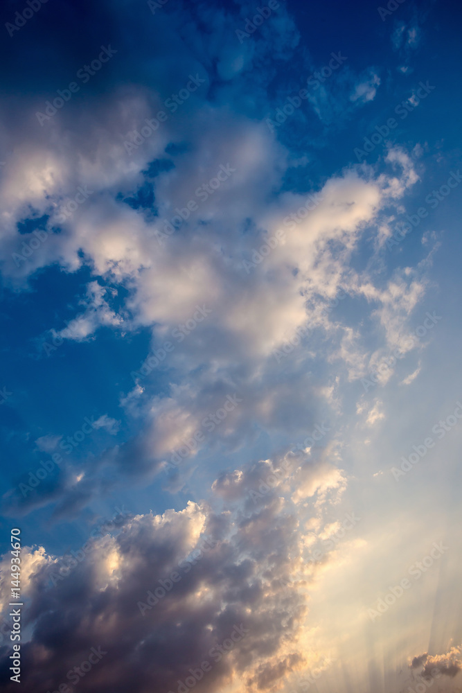 Colorful dramatic sky with cloud at sunset.Sky with sun background Colorful dramatic sky with cloud at sunset.Sky with sun background