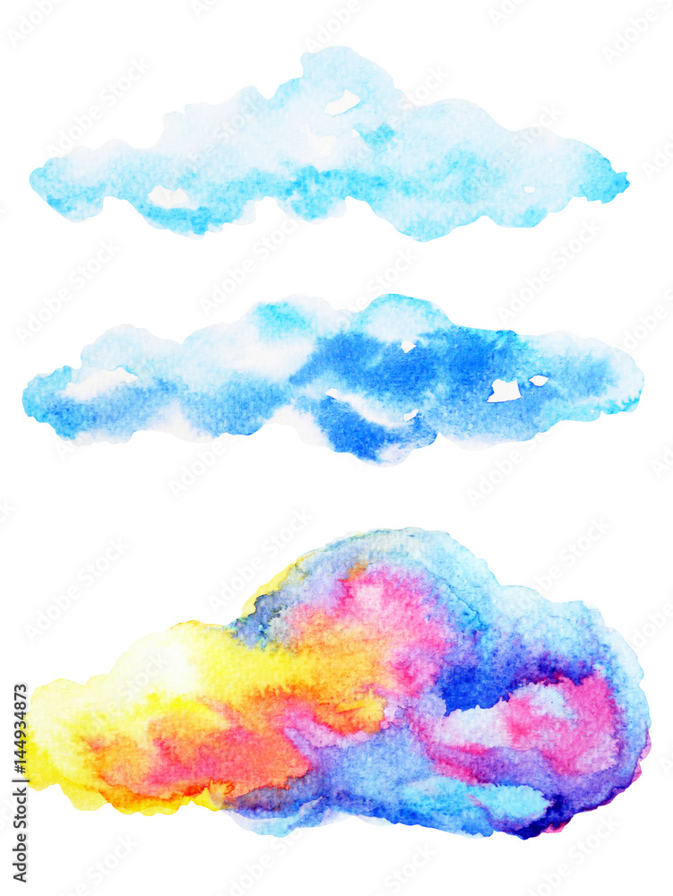 cloud watercolor painting hand drawing on paper design illustration with clipping path