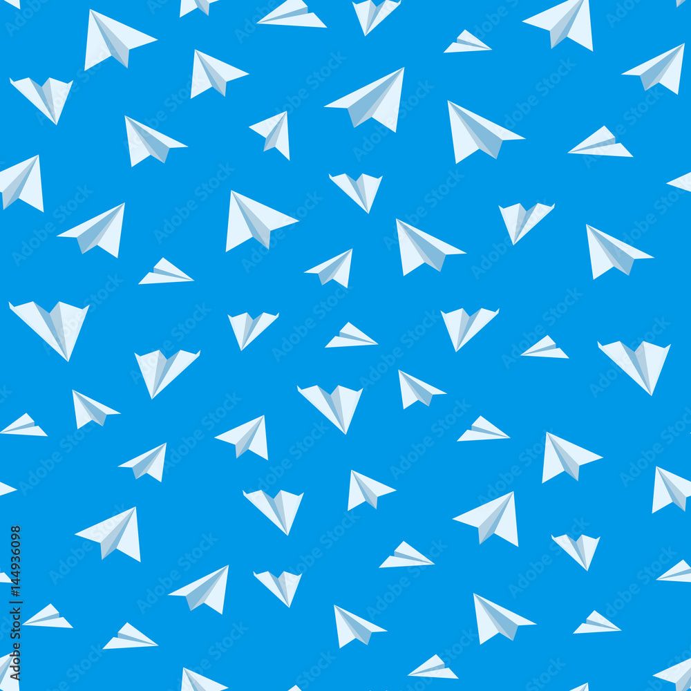 Origami paper airplane vector seamless background Origami paper airplane vector seamless background