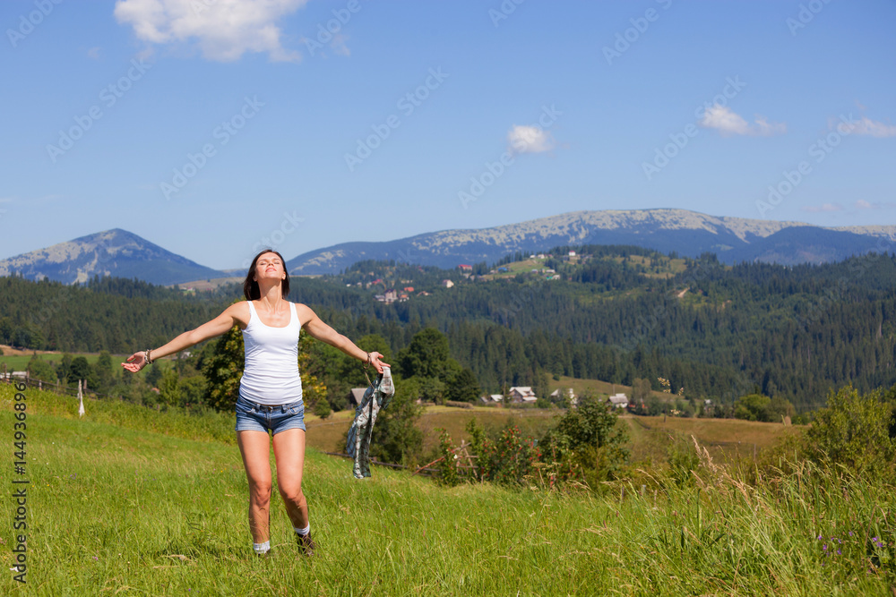 Beautiful smiling girl in country style dress Beautiful smiling girl in country style dress