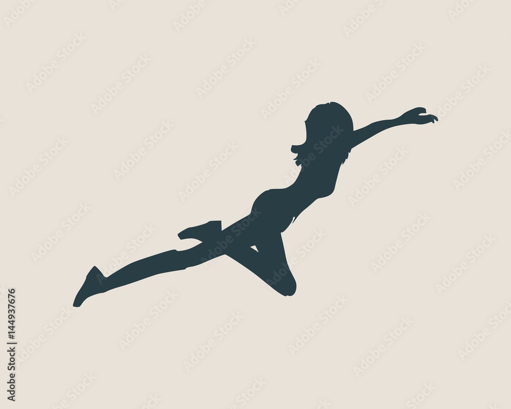 Sexy women silhouette. Fashion mannequin. Vector Illustration. Flying lady