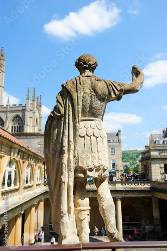 Stone statue of the roman in the Roman Baths, Baths, England
