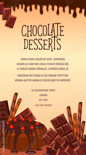 Vector poster of chocolate desserts and cakes